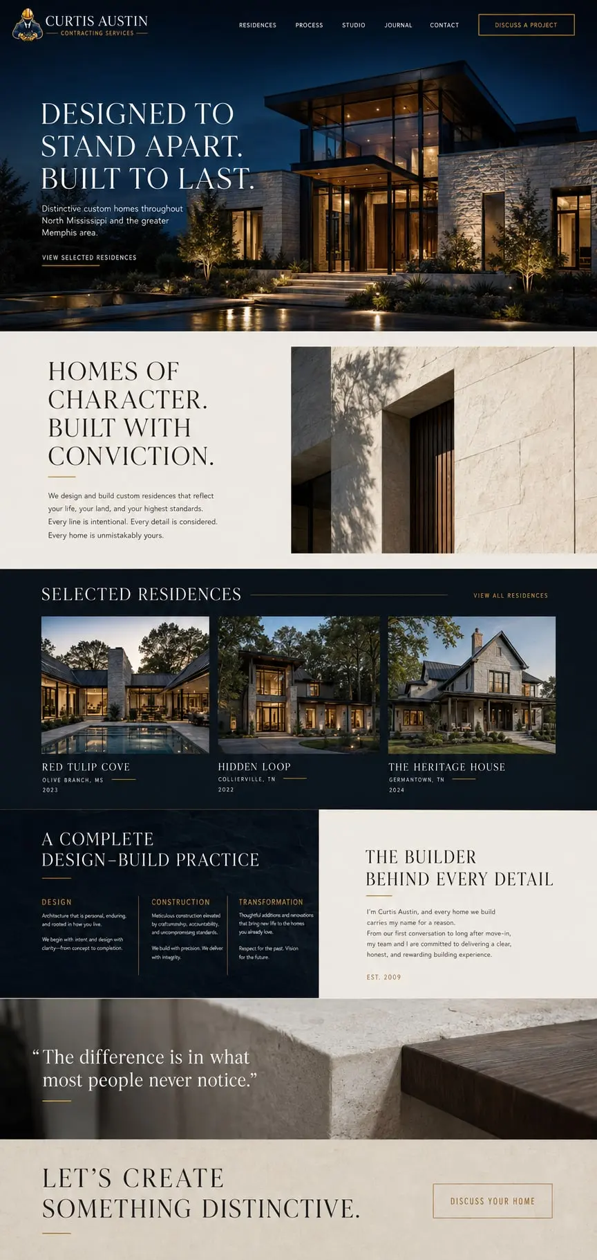 Signature Homes: the concept mockup for Curtis Austin Contracting Services